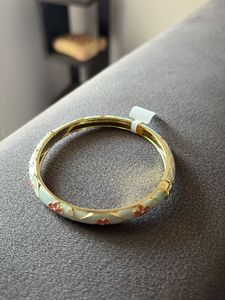 Bangle with Floral Design, Turquoise and Pin