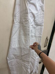 High Waist white cargo pants
