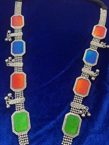 Colorful Silver Boho Necklace