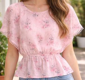 Floral Pink Peplum Top