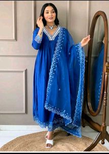 Blue Silk Kurta Set