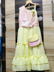 Girls&#39; Sequined Party Dress with Matching Bag
