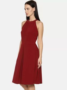 Maroon Fit And Flare Dress