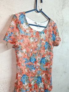 Ladies Floral Lace Top Layered Multicolour