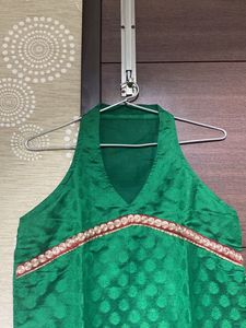 Halter Neck Fusion Wear Silk Kurta
