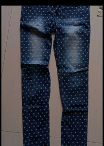 Polka Dot Denim Jeans