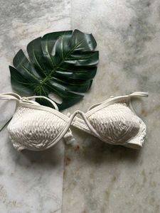 White Textured Bikini Top