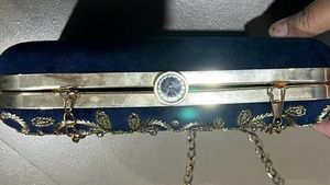 Blue Embroidered Bag