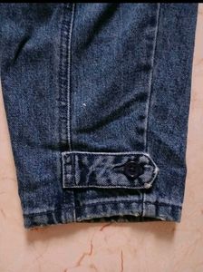 Ruched Ruffle Waist Denim Pants