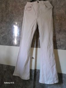 Pure Cotton White Flared Jean's
