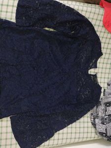 Elegant Navy Blue Lace Top