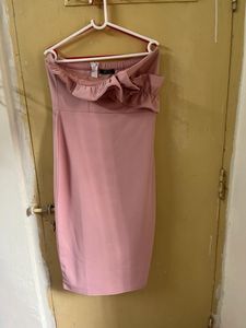 Girls on film Halcyon Dusky pink dress Strapless