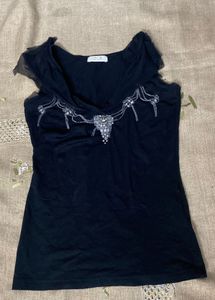 Elegant Black Embellished Top