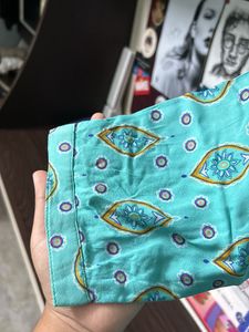 Teal Cinched Neck Top