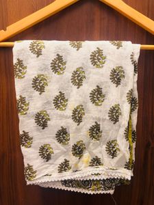 Patterned Drawstring Pants And Kurta With Dupatta