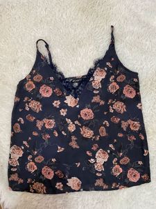 Floral Lace Trim Cami Top
