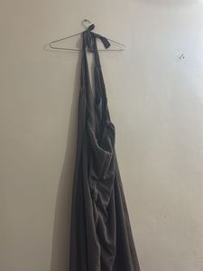 pretty halter grey colour dress