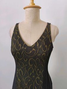 Vintage Black &amp; Gold Maxi Dress