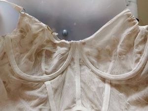 WHITE SEXY FLORAL EMBROIDERY CORSET