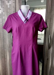 Purple Dress with Mandarin Collar