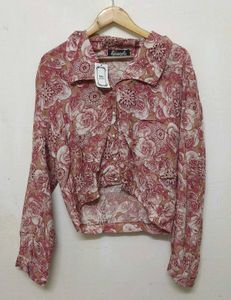 Trendy New Floral Print Tie-Front Blouse