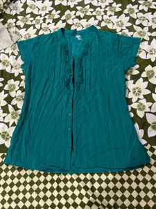 Green Ruffle Blouse