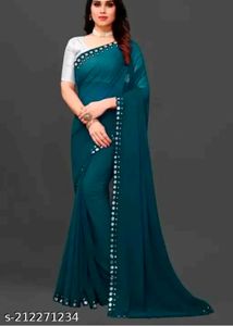 Elegant Black Mirror Work Saree
