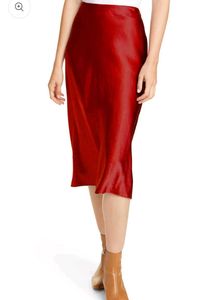 Styched Red Satin Skirt