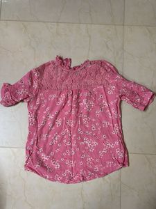 Pink Floral Lace Top