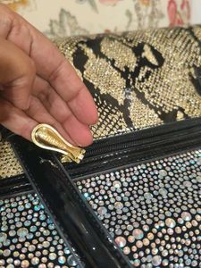 Unique Snakeskin &amp; Rhinestone Handbag