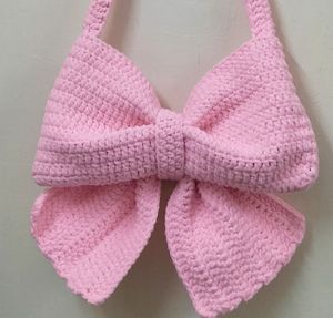Pink Bow Crochet Bag