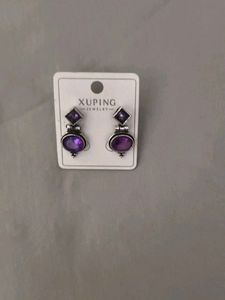 Xuping Purple Flower Earrings