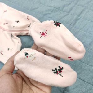 Beautiful Peach Christmas Themed RLE Sleepsuit