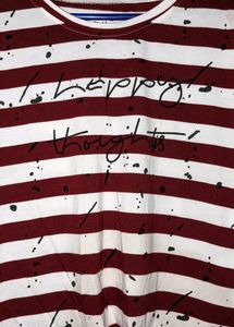White And Maroon Striped Top