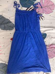 Blue Tie-Strap Mini Dress