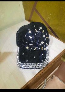 Rhinestone Embellished Black Baseball Cap