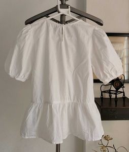 H&amp;M White Short Puff Sleeve Blouse