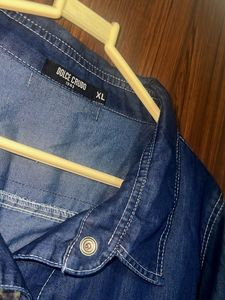 Denim Navy Blue Jacket with Yellow Trim