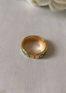 Teal Enamel Vintage Ring