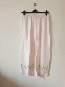 Pink Striped Kurti with Floral Embroidery