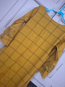Mustard Yellow Printed Kurta