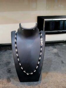 Black Moti Pure Silver Mala