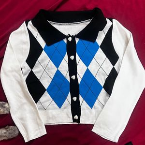 Argyle Knit Top