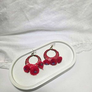 Red Pom-Pom Earrings