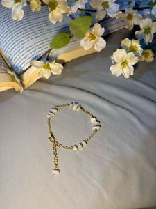 Gold &amp; White Stone Bracelet