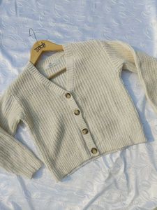 H&amp;M Cream Knit Cropped Cardigan