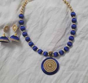 Handmade Silk Thrd Necklace, Earrings Set,Colou