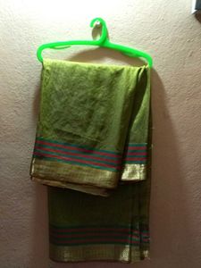 Olive Green Beautiful Sari