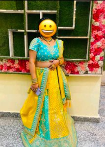 Turquoise & Yellow Lehenga Choli