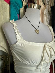 Ruched Ruffle Strap Top